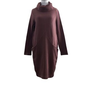 Clara Sun Woo Mauve Pink Ribbed Knit Shift Pocket Sweater Dress Womens‎ Small